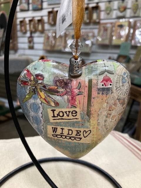 Kelly Rae Roberts Ornament-Heart -Love wide